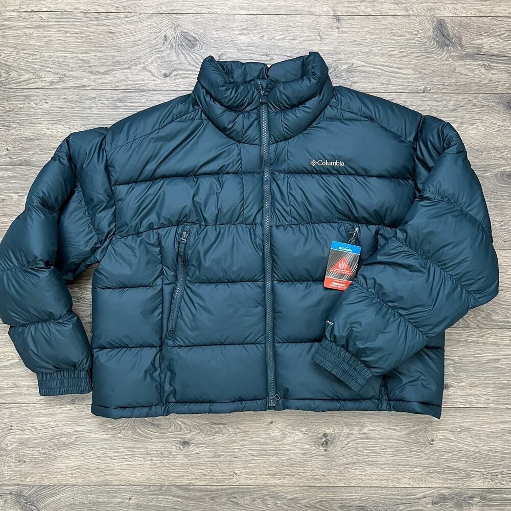 Columbia Puffer Jacket Size 2XL Womens Blue Green Pike Lake Cropped Full Zip